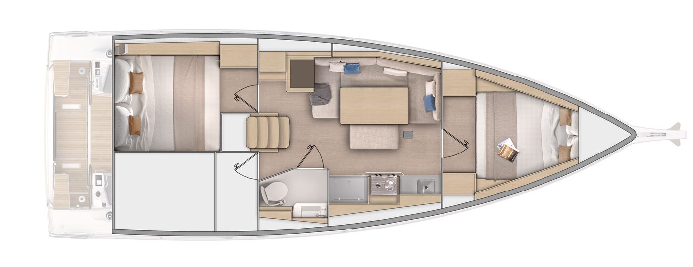 Oceanis 37.1 – 2 Kabinen · 1 Bad
