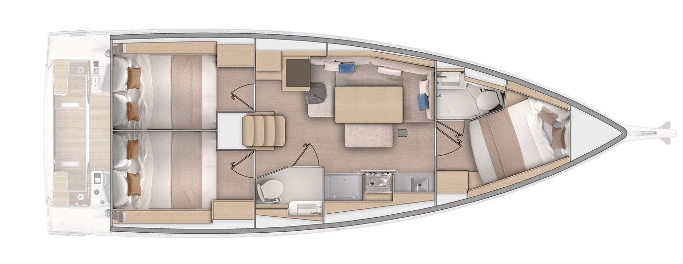 Oceanis 37.1 – 3 Kabinen · 2 Bäder